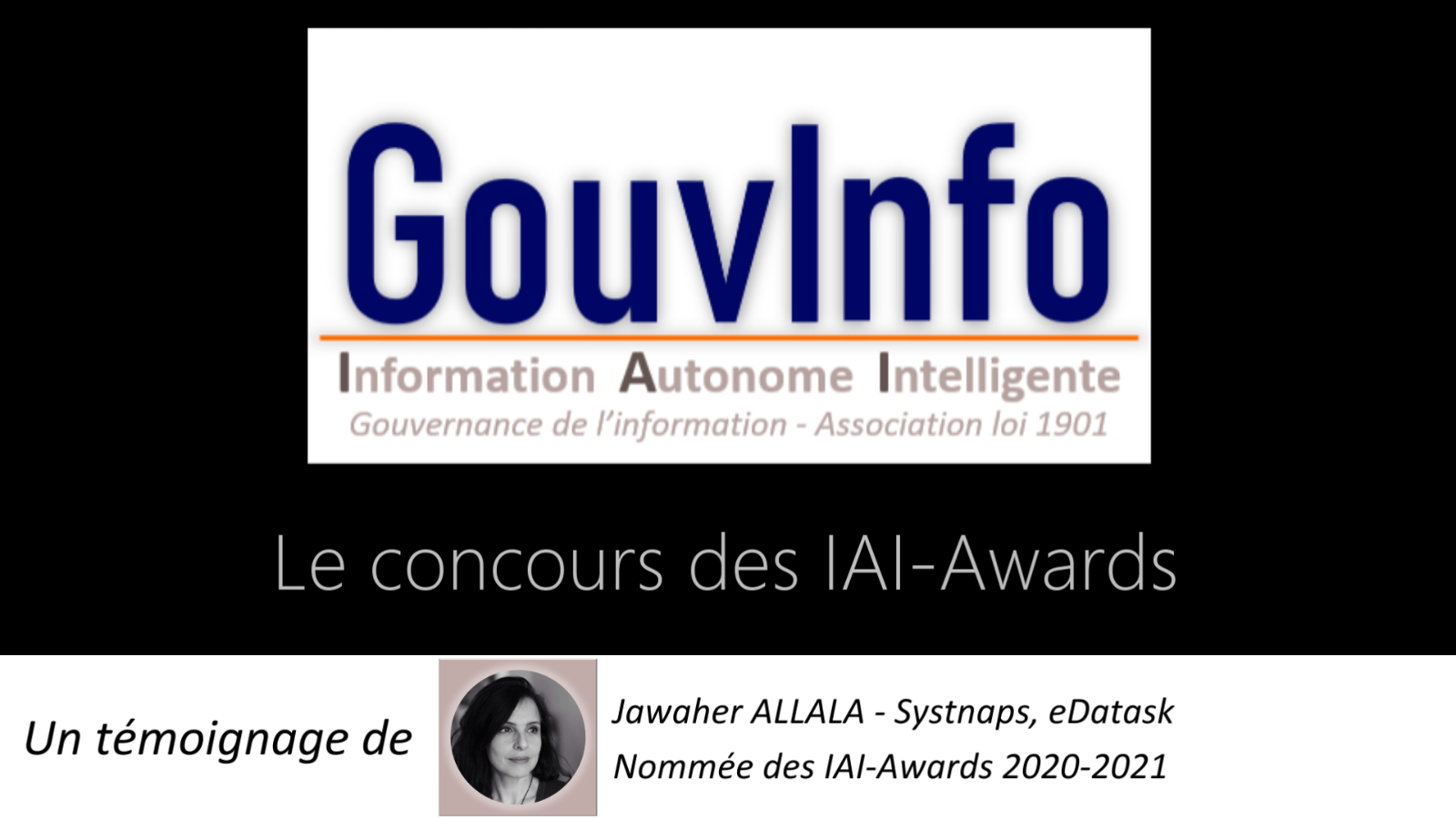 Retour d&rsquo;expérience de Jawaher ALLALA de Systnaps et eDatask sur les IAI-Awards